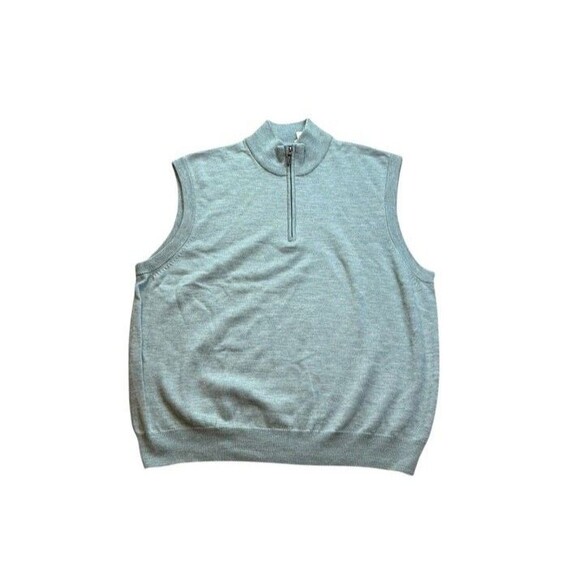 Orvis Men's Size XXL 1/4 Zip Sweater Vest Sage 100% Merino Wool Golf - Preppy - Picture 1 of 7